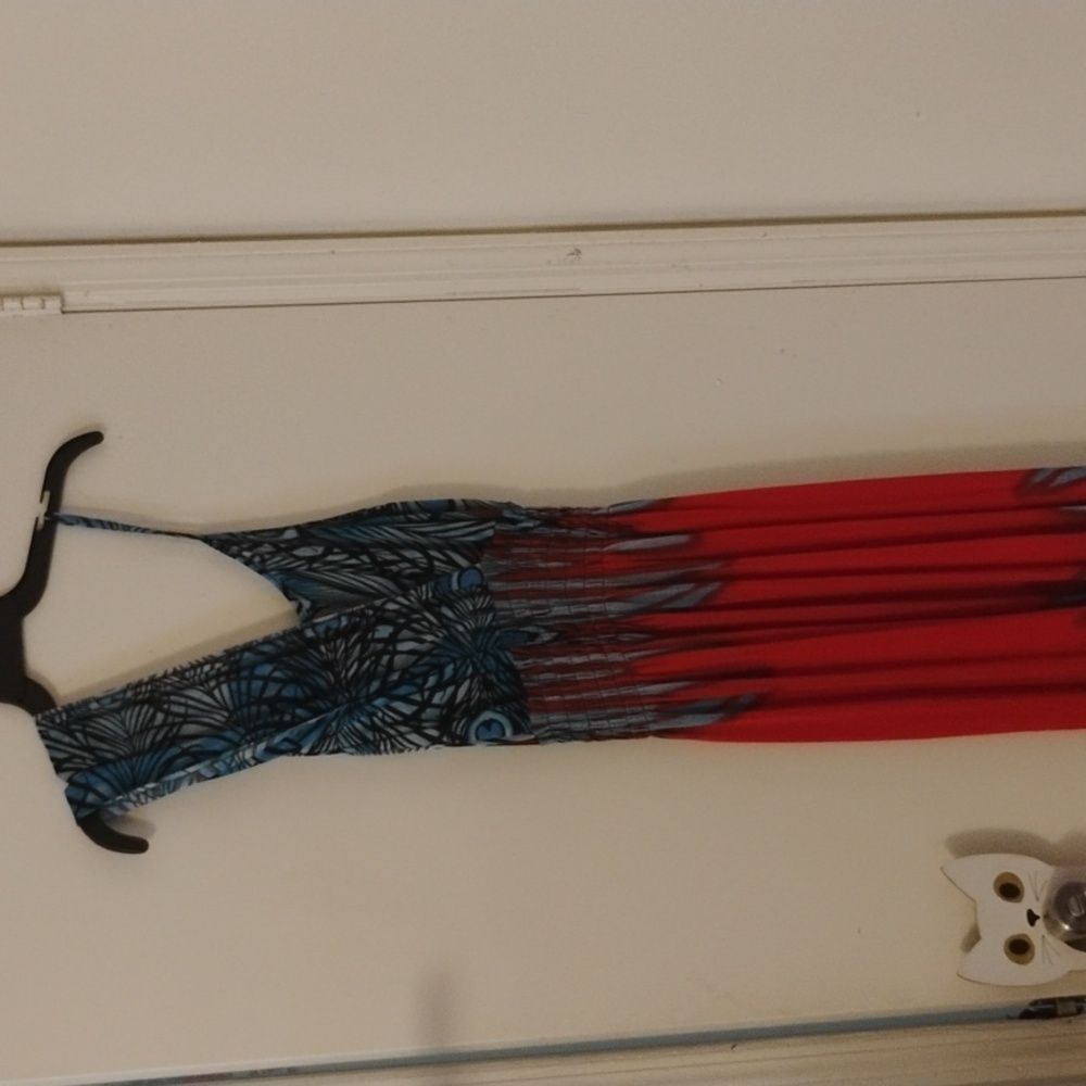 Red and Blue Maxi Dress